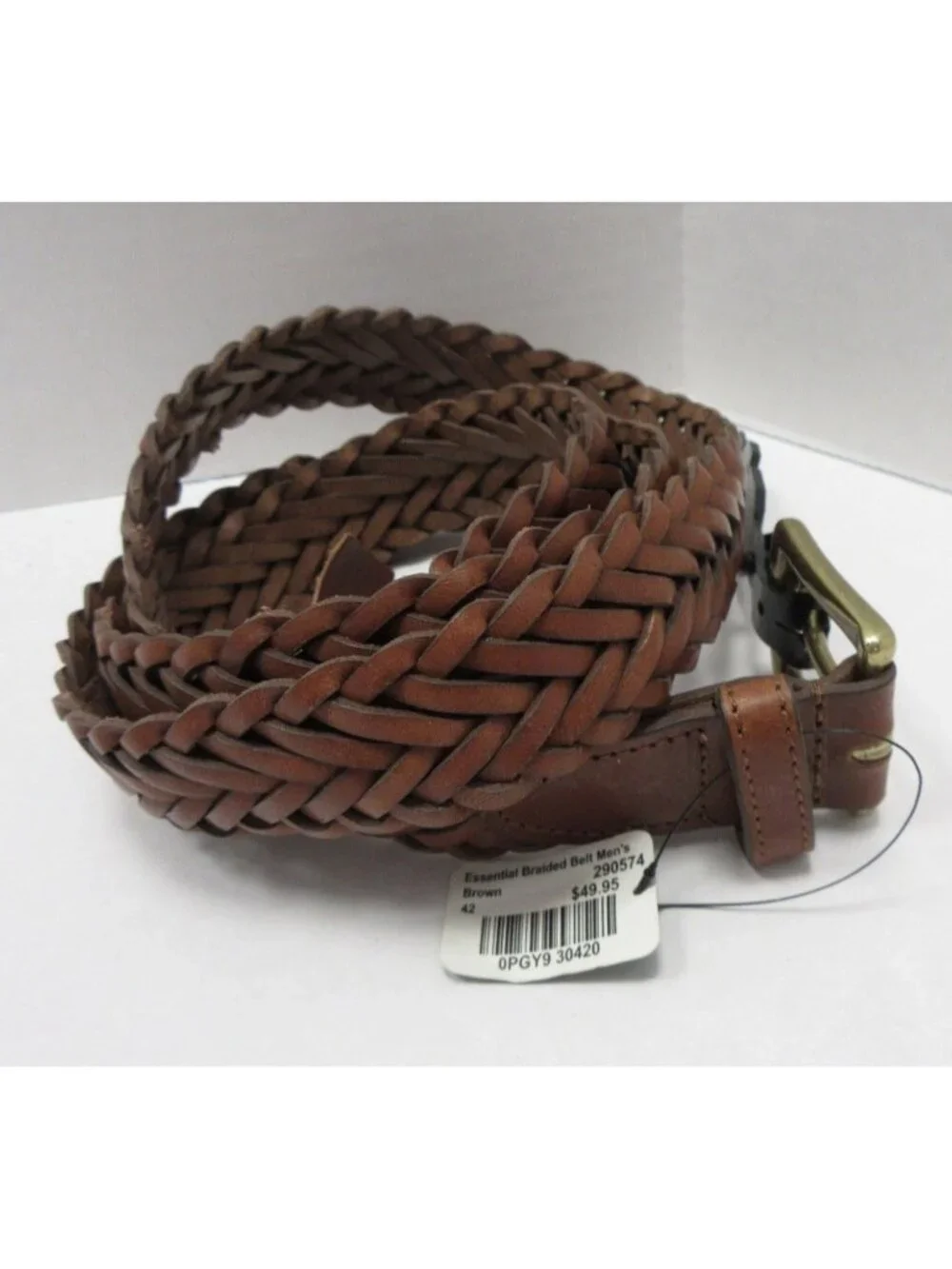 LL Bean Belt 42 Essential Genuine Leather Braided Deadstock NEW